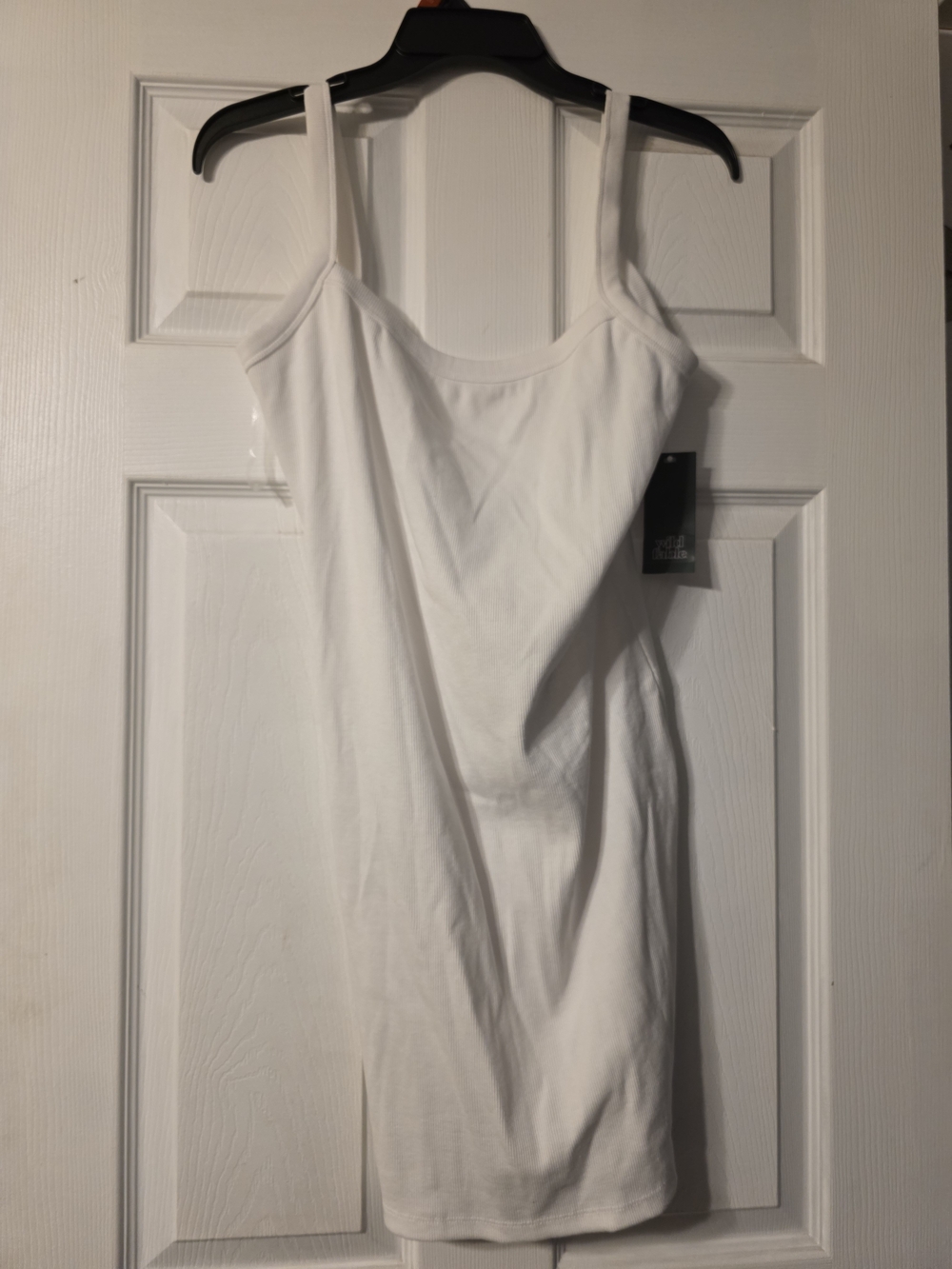 Women's White Slim Fit Camisole Dress - Unbranded